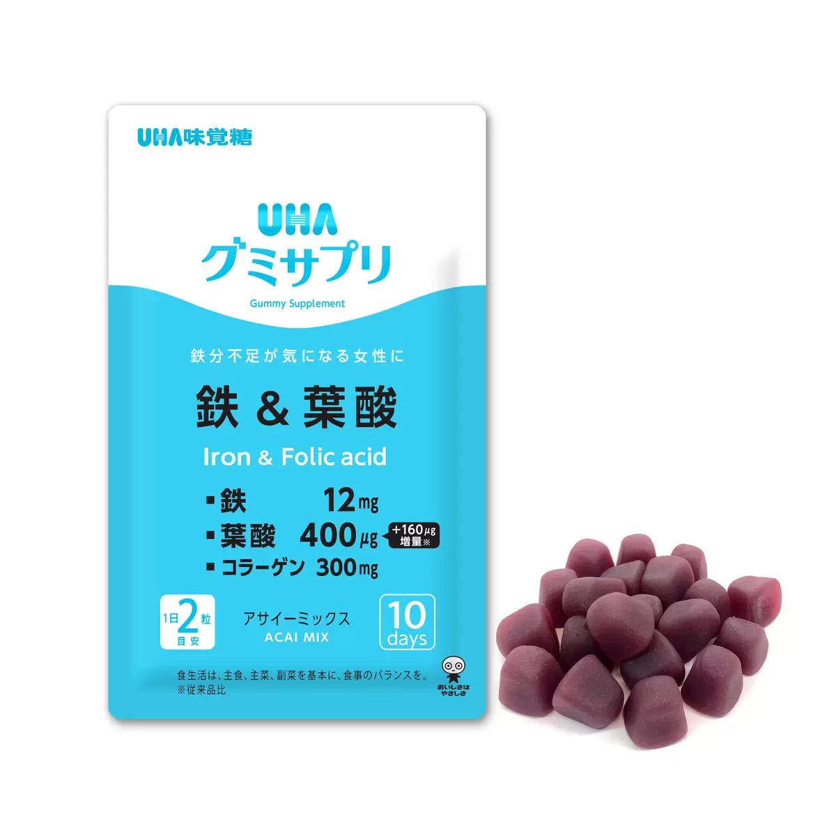 Japan Costco UHA Iron + Folic Acid Gummy Candies (110-day supply/11 packs) shipped directly from Japan