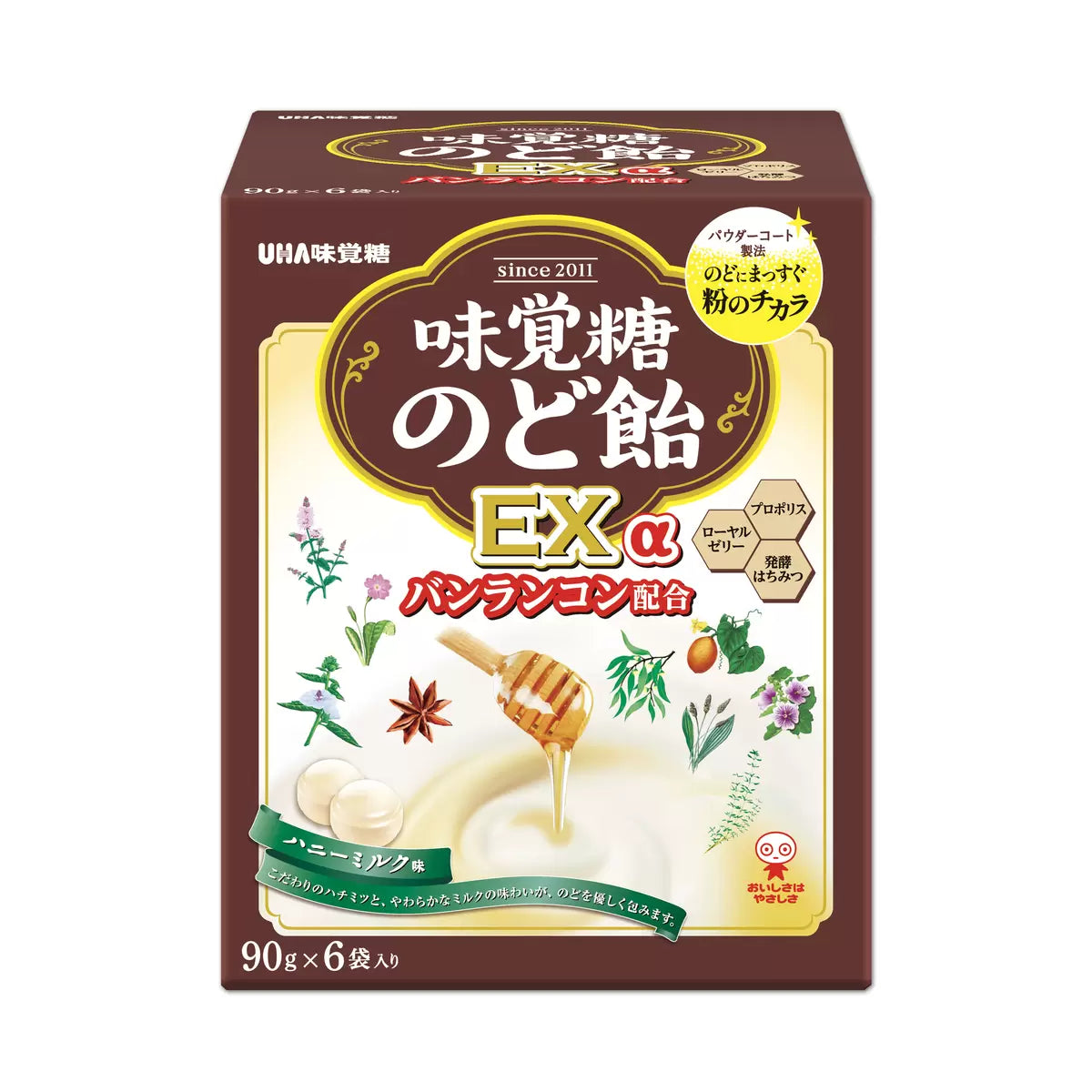 日本直送 Costco UHA味覺糖 蜜糖潤喉糖EX α(蜂蜜牛奶味)90g x 6袋裝