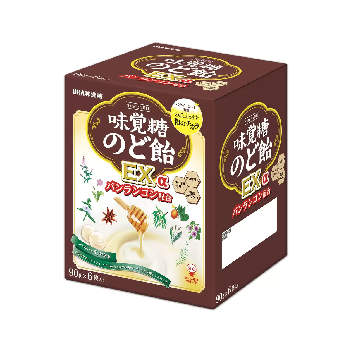 日本直送 Costco UHA味覺糖 蜜糖潤喉糖EX α(蜂蜜牛奶味)90g x 6袋裝