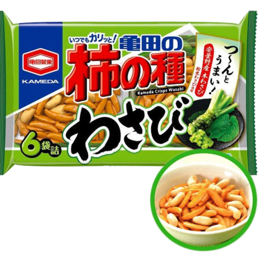 日本直送 亀田の柿の種 芥辣味 (6袋裝)