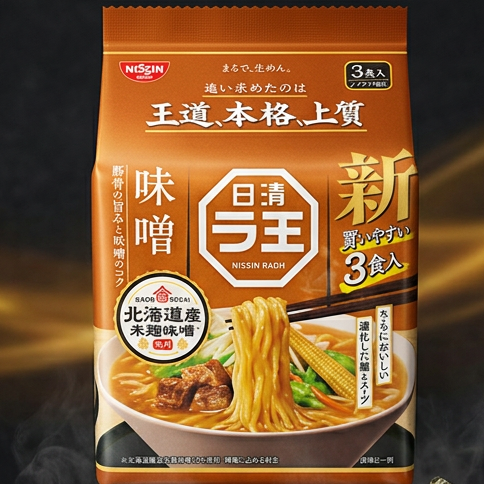 日本 日清 Nissin Raoh 拉王 日式味噌拉麵 ( 3包裝 )(賞味期:Feb 2027 )