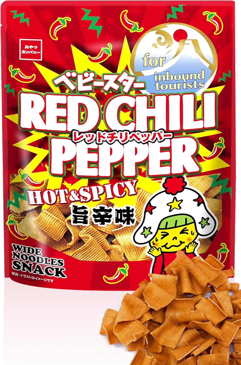 日本直送 童星點心麵 紅辣椒脆 寬麵|HOT & SPICY 旨辛味 ( 大包裝 170g )