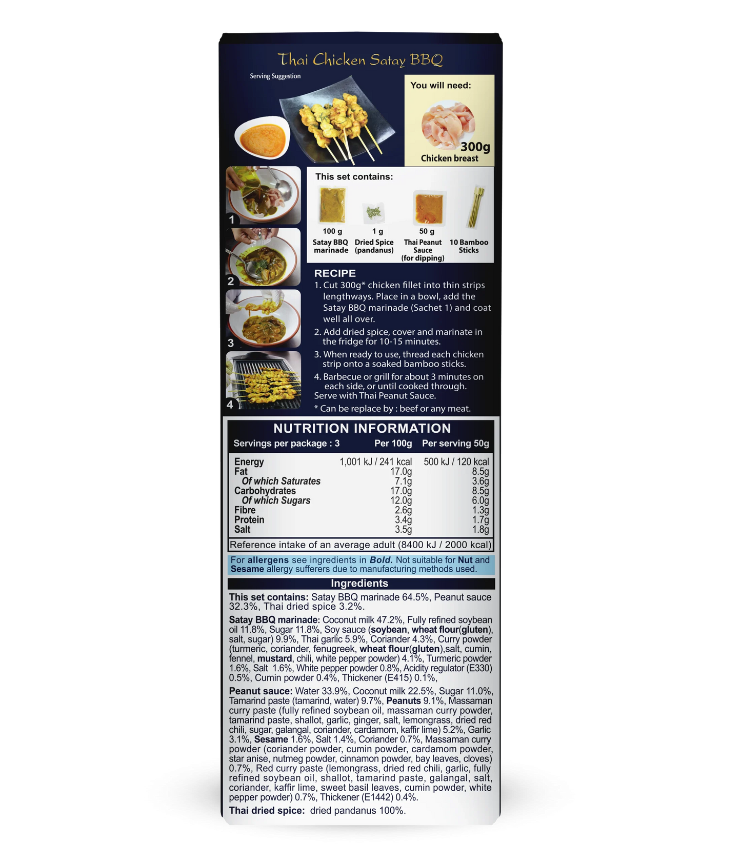 Thailand 🌿Blue Elephant Thai Satay BBQ Cooking Kit – 175g