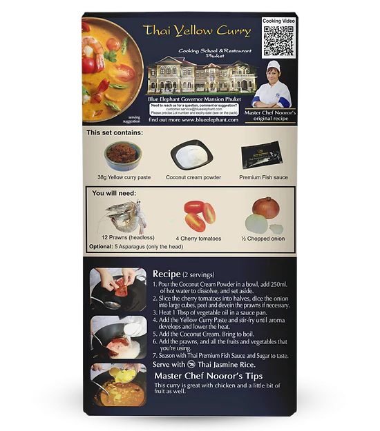 Thailand Blue Elephant Thai Yellow Curry Cooking Kit – 95g (Serves 2)