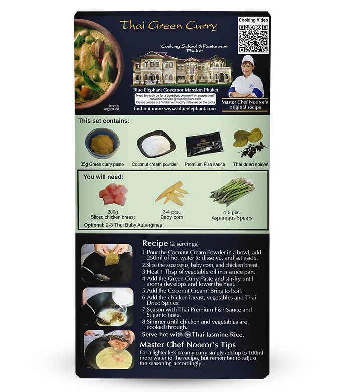 Thailand Blue Elephant Thai Green Curry Cooking Kit – 95g (Serves 2)