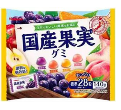 日本直送 Kabaya 🍇🍎🍊🍑 日本國產果汁軟糖 – 四種水果味 140g