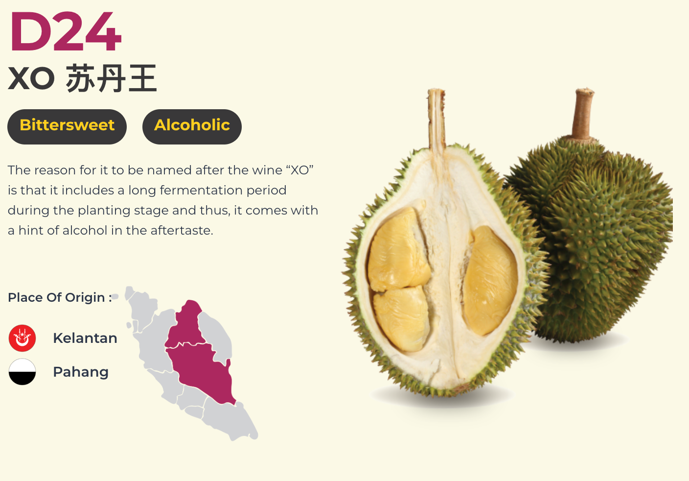 Malaysia DKing Premium D24 XO Sultan King Frozen Durian Pulp (400g)