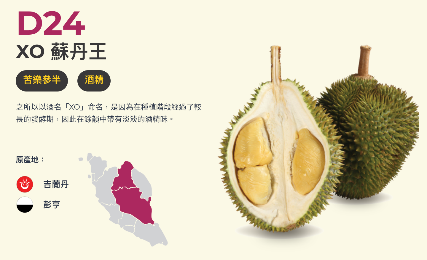 Malaysia DKing Premium D24 XO Sultan King Frozen Durian Pulp (400g)