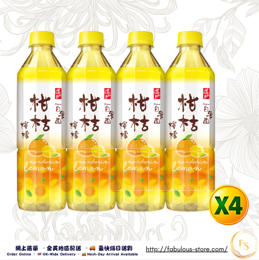 Hong Kong DoDei Fruit Garden Mandarin & Lemon Juice Drink (500ml × 4 Bottles)