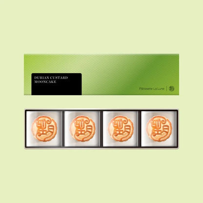 HK Patisserie La Lune｜Musang King Durian Custard Mooncakes 4-Piece Gift Box【Order Separately｜BBD: 25 Oct 2026】