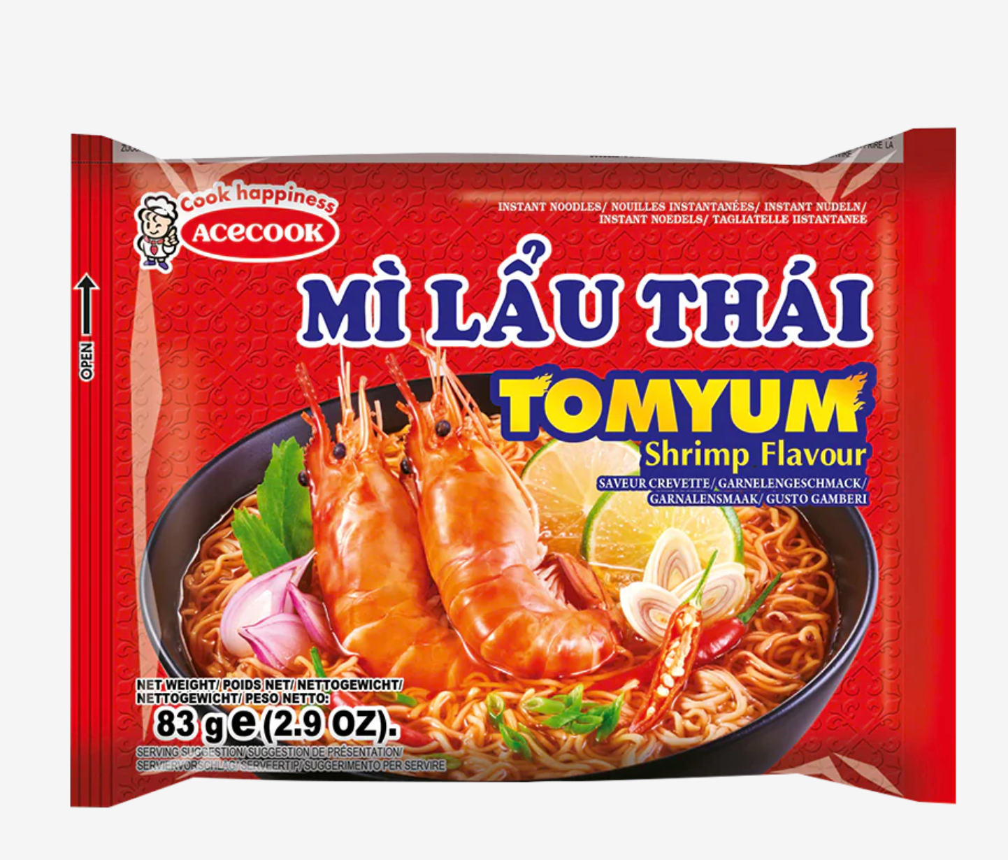 Vietnamese MI LẨU THÁI Tom Yum Shrimp Flavour Instant Noodles（ 60g × 5 ）（BBD: Sep 2027 )