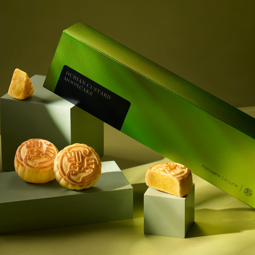 HK Patisserie La Lune｜Musang King Durian Custard Mooncakes 4-Piece Gift Box【Order Separately｜BBD: 25 Oct 2026】