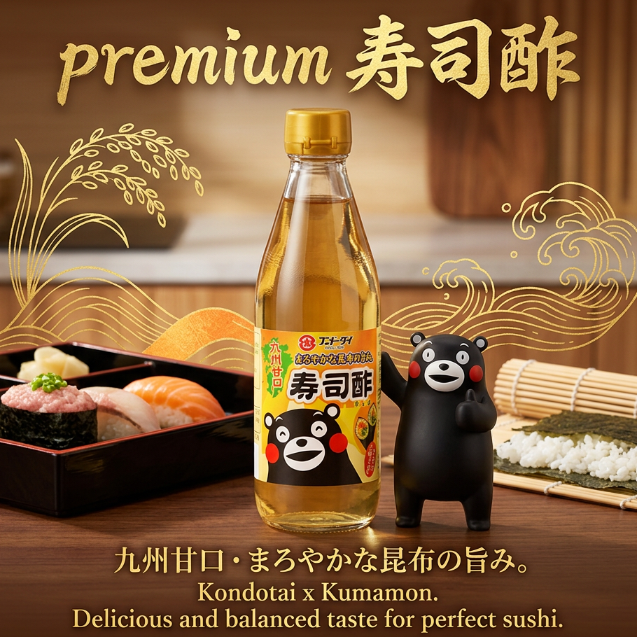 日本 Kumamon 熊本熊 壽司醋（ 360ml ）｜日式料理調味醋 （賞味期：Jul 2027 ）