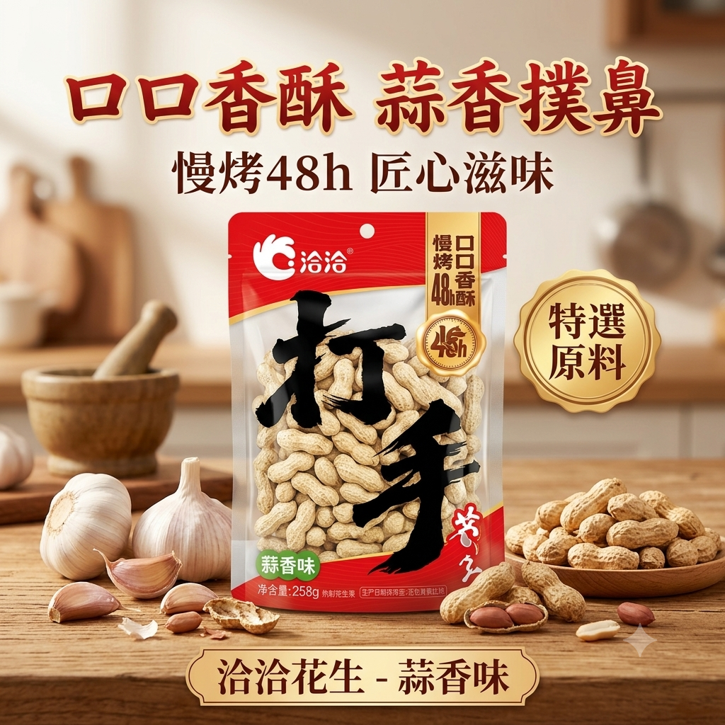 Qia Qia Slow-Roasted・Garlic Peanuts in Shell (258g) (BBD: Nov 2026)