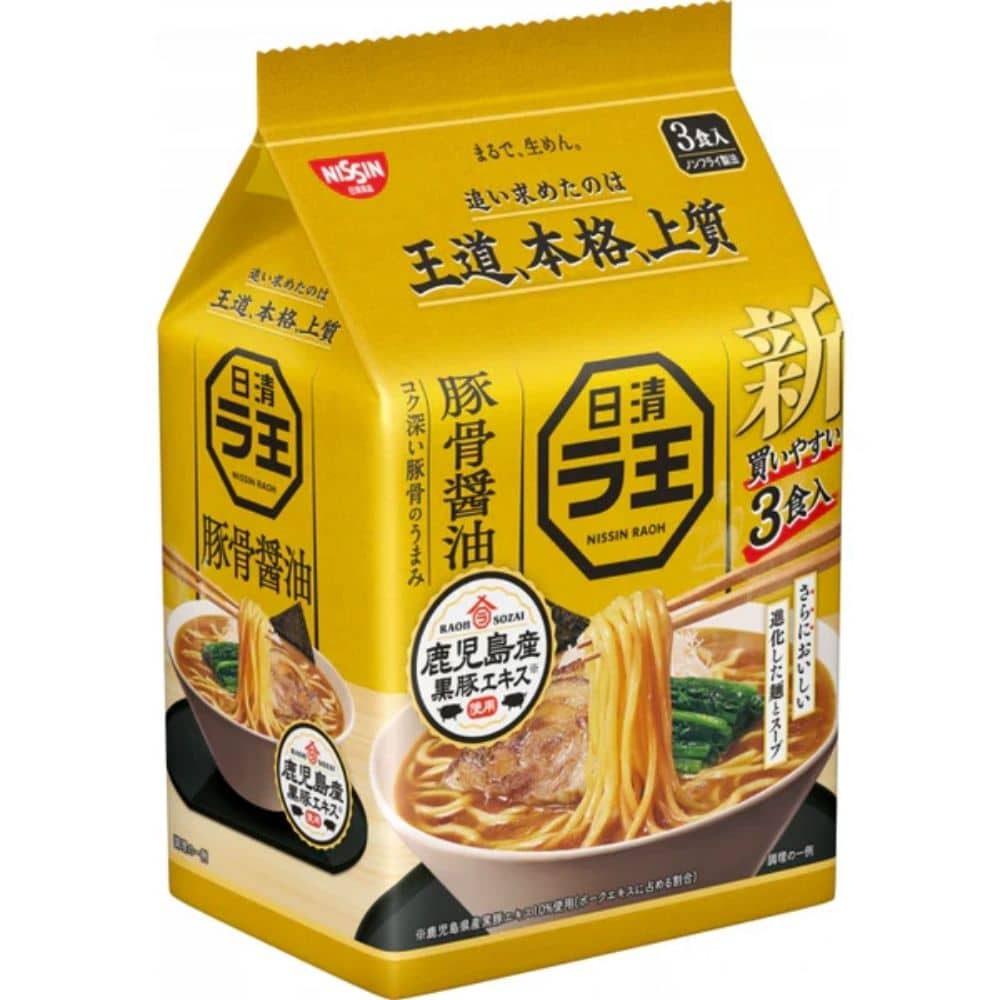 日本 日清 Nissin Raoh 拉王 豚骨醬油拉麵 （ 3包裝 ）（賞味期：Jan 2027 ）